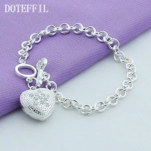 Hot Sales Silver Jewelry Fashion Wrap Pulseira Bijoux Gift Charm Crystal Heart Key Bracelets Bangles For Women