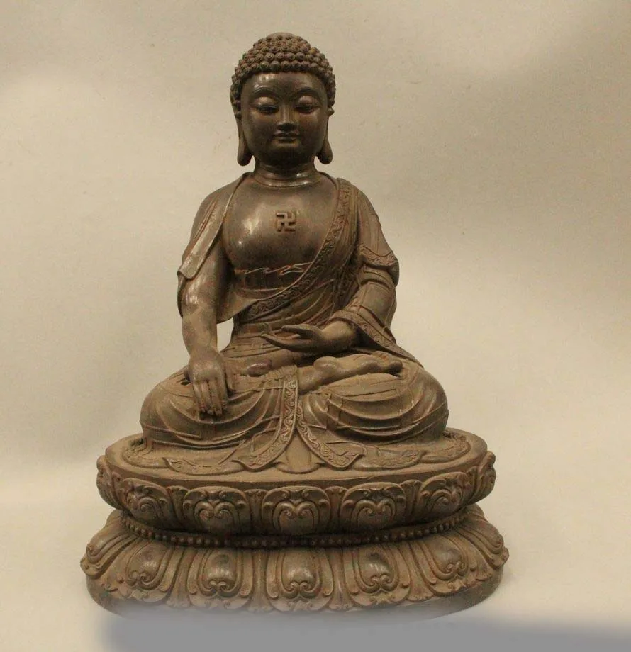 

13" Tibet Temple Bronze Siddhartha Sakyamuni Shakyamuni Amitabha Buddha Statue