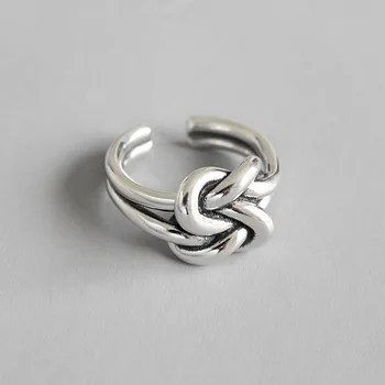 

Retro 1pc 100% Authentic 925 Sterling Silver Fine Jewelry Multi-Layers /DOuble rows Love Knot LONG Wider Band Ring J87