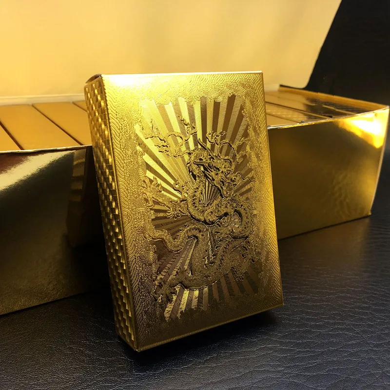 Тиран золотой фольги Золотой играющий дракон карты Водонепроницаемый PET/ПВХ пластик покер