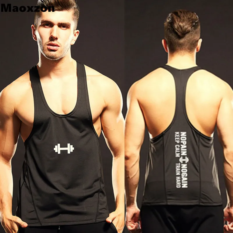 Maoxzon Mens Stretch Nylon Bodybuilding Fitness Tank Tops Men Casual ...