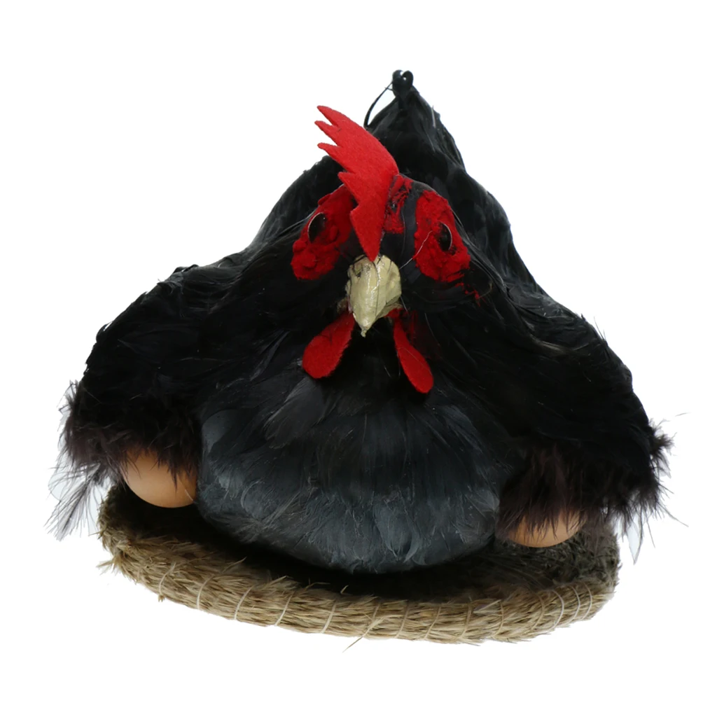 Vivid Standing Hen Simulated Hen Model Decoration Hen With Egg Figurine Spring Decor Furry Animal Home Decor