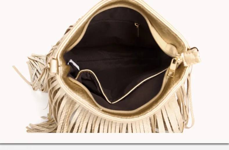 Goddess kingdom New Fashion Fringe Bag Gold Crossbody Bags Classic Women Shoulder Bags Casual Tote with Tassels Messenger (6)