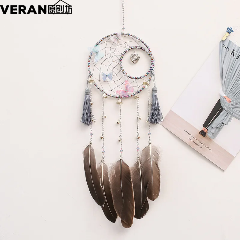 Новый перо ремесел Dream Catcher колокольчиков ручной работы Ловец снов сеть с бусы на