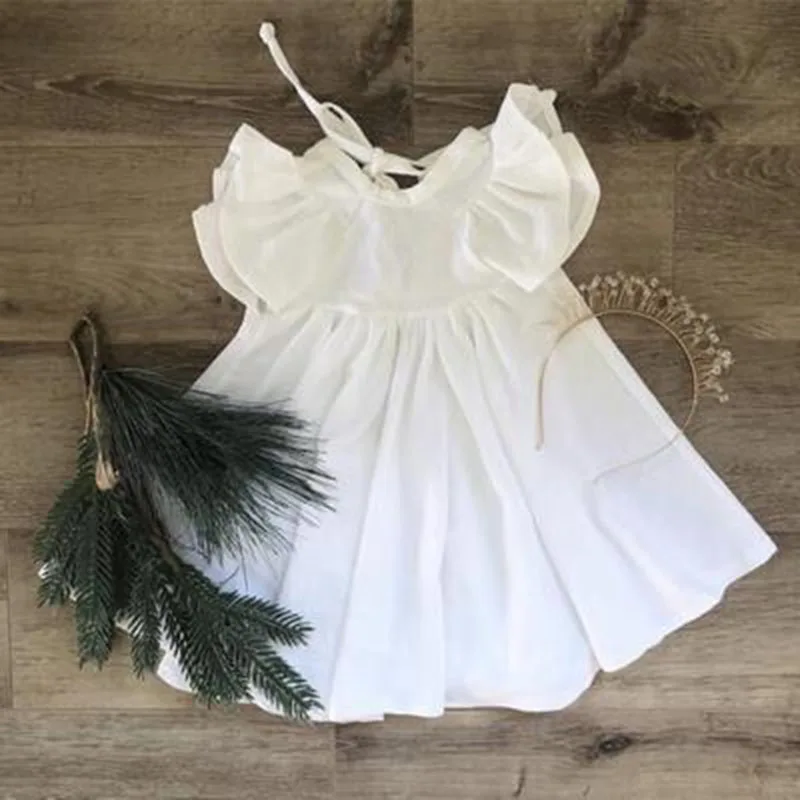 Летние платья для маленьких девочек; коллекция 2019 года; платье для маленьких девочек в европейском и американском стиле; льняное платье
