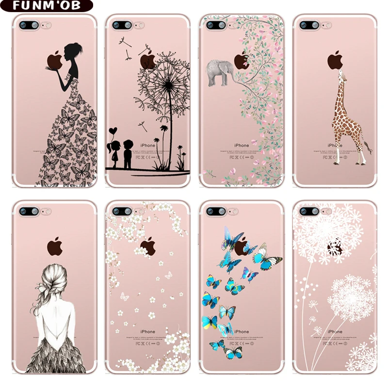 

Elephant Butterfly Dandelion Patterned Soft Silicone TPU Case Cover For iphone 7 8 6 6s Plus 5 5s SE 11 Pro X Xs Max Xr Coque