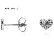 ANI 14 K белые золотые женские серьги 0,14 КТ Сертифицированный I/SI серьги с натуральными камнями серьги в форме сердечка Свадебные ювелирные изделия