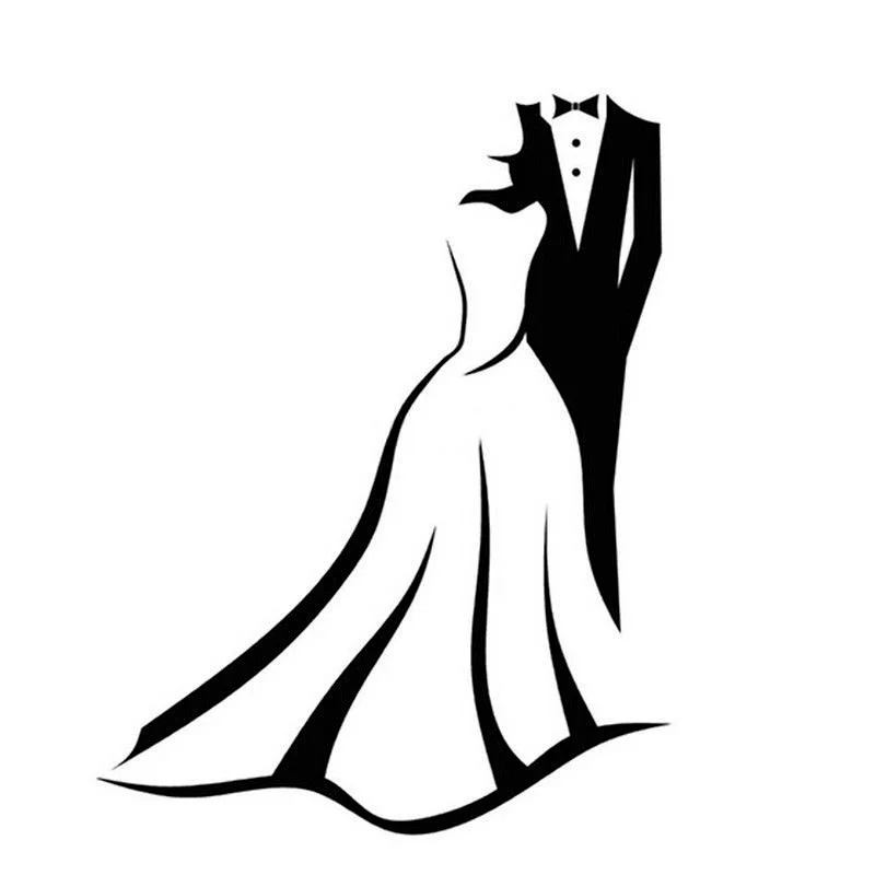 13.7*17.7CM Romantic Wedding Dress Car Stickers Interesting Car Styling