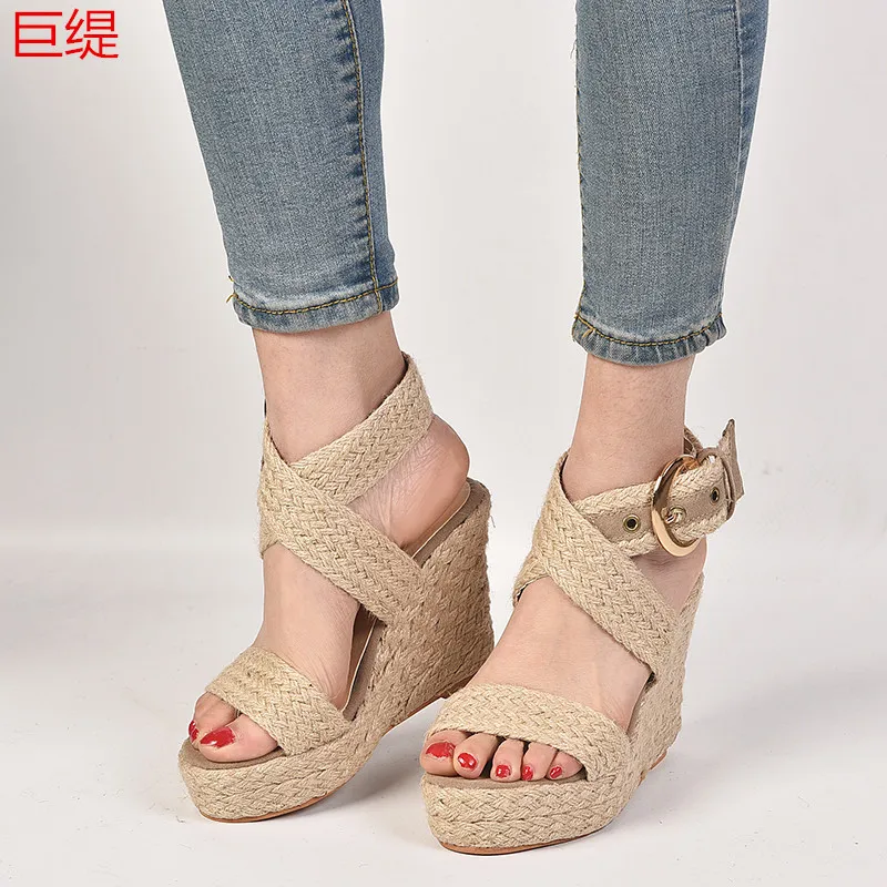 

2019 summer new explosion models hemp rope retro sandals female