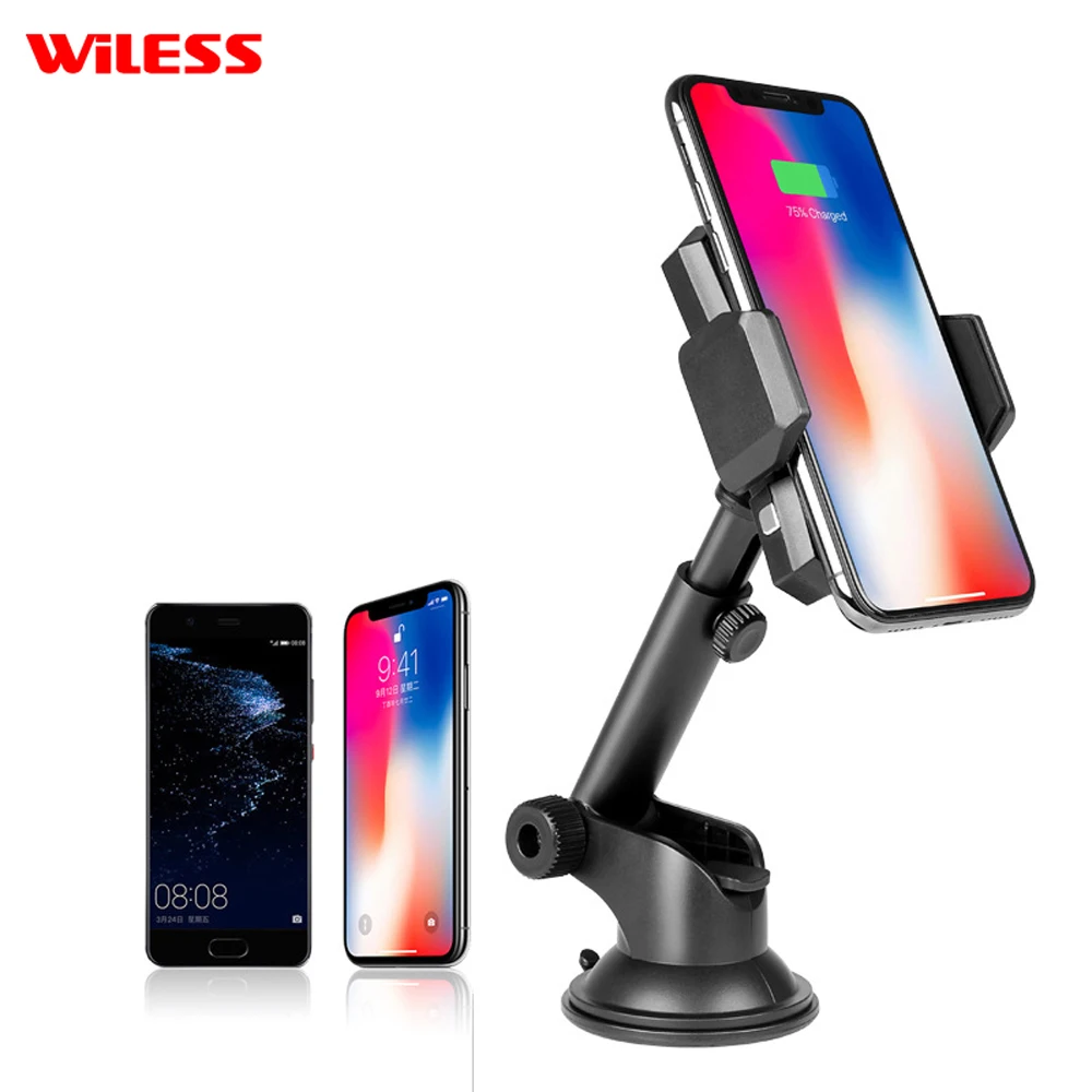 WILEES Car Mount Qi Wireless Charger For iPhone X 8 Plus Quick Charge Fast Wireless Charging Pad