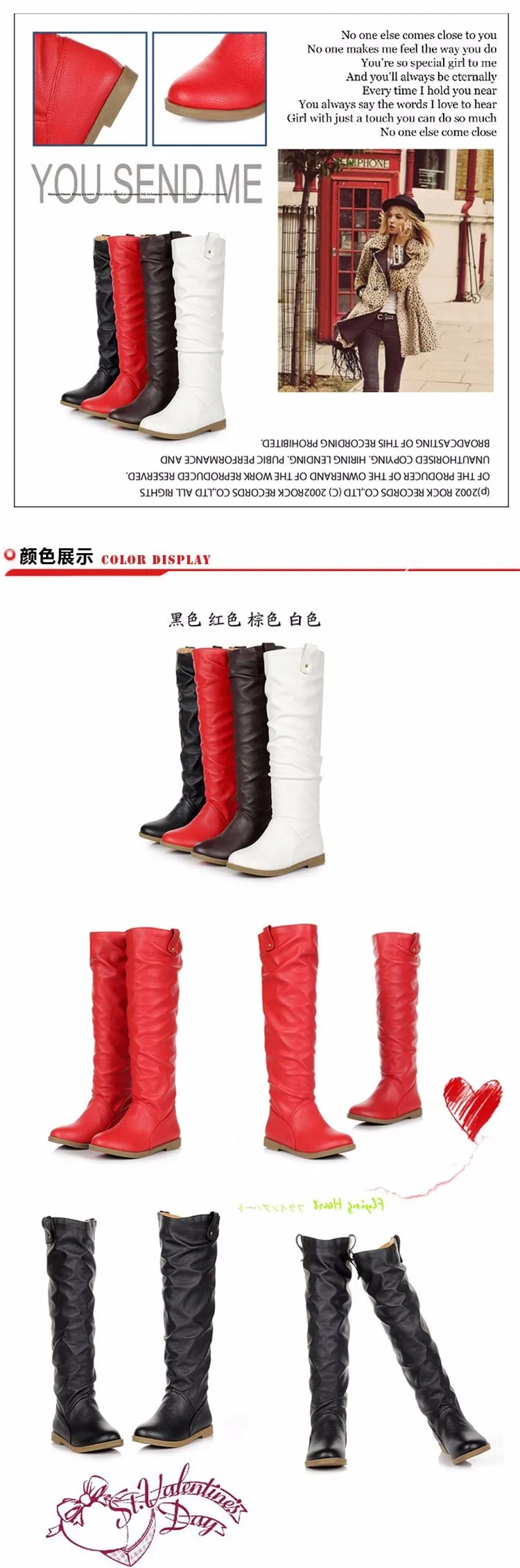 Весенне-осенние ботинки модные женские сапоги до колена на плоской нескользящей подошве с круглым носком; zapatos mujer; цвет белый, красный; размеры 8,5