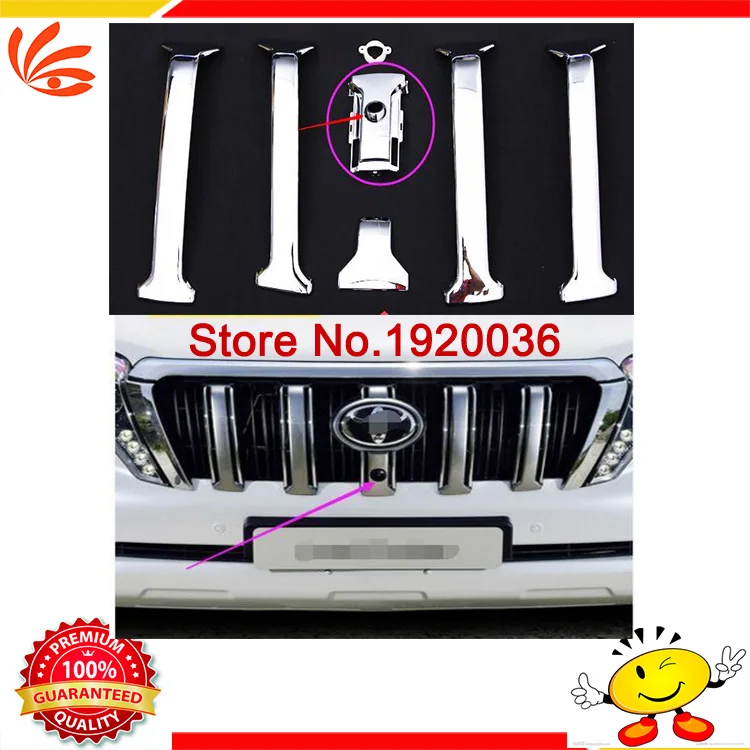Car styling ABS Chrome Front Grille Grill Camera Cover Trims For Toyota Prado J150 VX Land