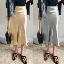 Женская Повседневная Однотонная юбка женская винтажная длинная Плиссированная юбка с высокой талией Серебристая эластичная повседневная Вечерние миди-юбка из шифона 5,28