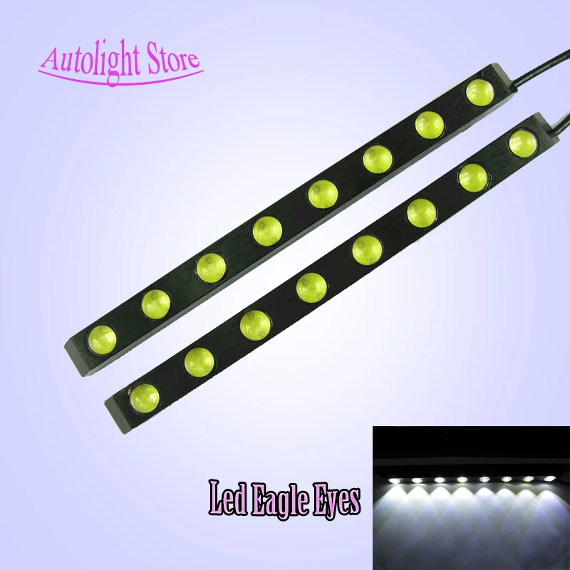

Free shipping 12V factory sell 2pcs 8 LED Universal Car Light DRL Daytime Running Head Lamp White led car drl eagle eye lighting