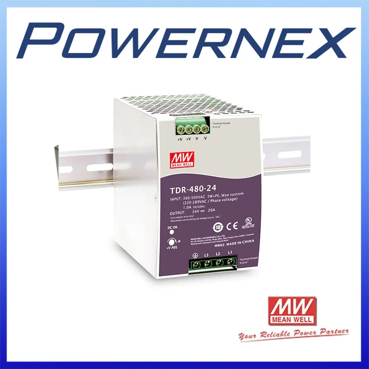 [PowerNex] означает хорошо TDR-480-24 meanwell TDR-480 480 Вт трехфазный промышленный din-рейка с
