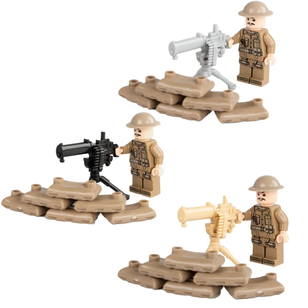 

WW2 Military British Soldiers Maxim Machine Gun Blocks Model Army Weapons Building Blocks LegoINGlys Accessories Assemble Bricks