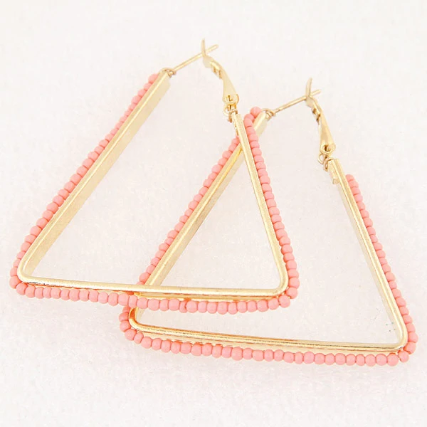 Горячая Распродажа, цветные серьги в форме треугольника, классические серьги из акрилового сплава с геометрическими креолами, винтажные богемные серьги для женщин - Окраска металла: pink earring