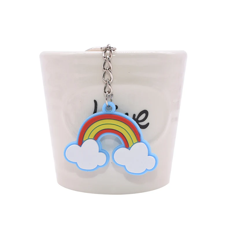 5Pcs Rainbow PVC Cute Animal Horse Unicorn Keychain Alloy Key Ring For Men Women Bag Phone Car Party Decoration Kids Favors