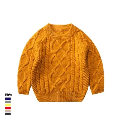Boys' and Girl's O-neck Long Sleeve Knitted Solid Color Winter Pullover Sweaters Classical Casual Fashion Thick Knitted Sweaters