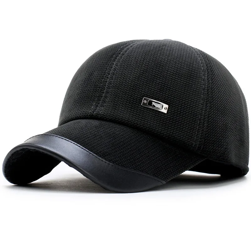Темно-серый New Fashion Men Baseball Cap Shade Hats For Men Winter Spring Trucker Casual Cap Snapback Protect Ears Men Hat - Цвет: Темно-серый