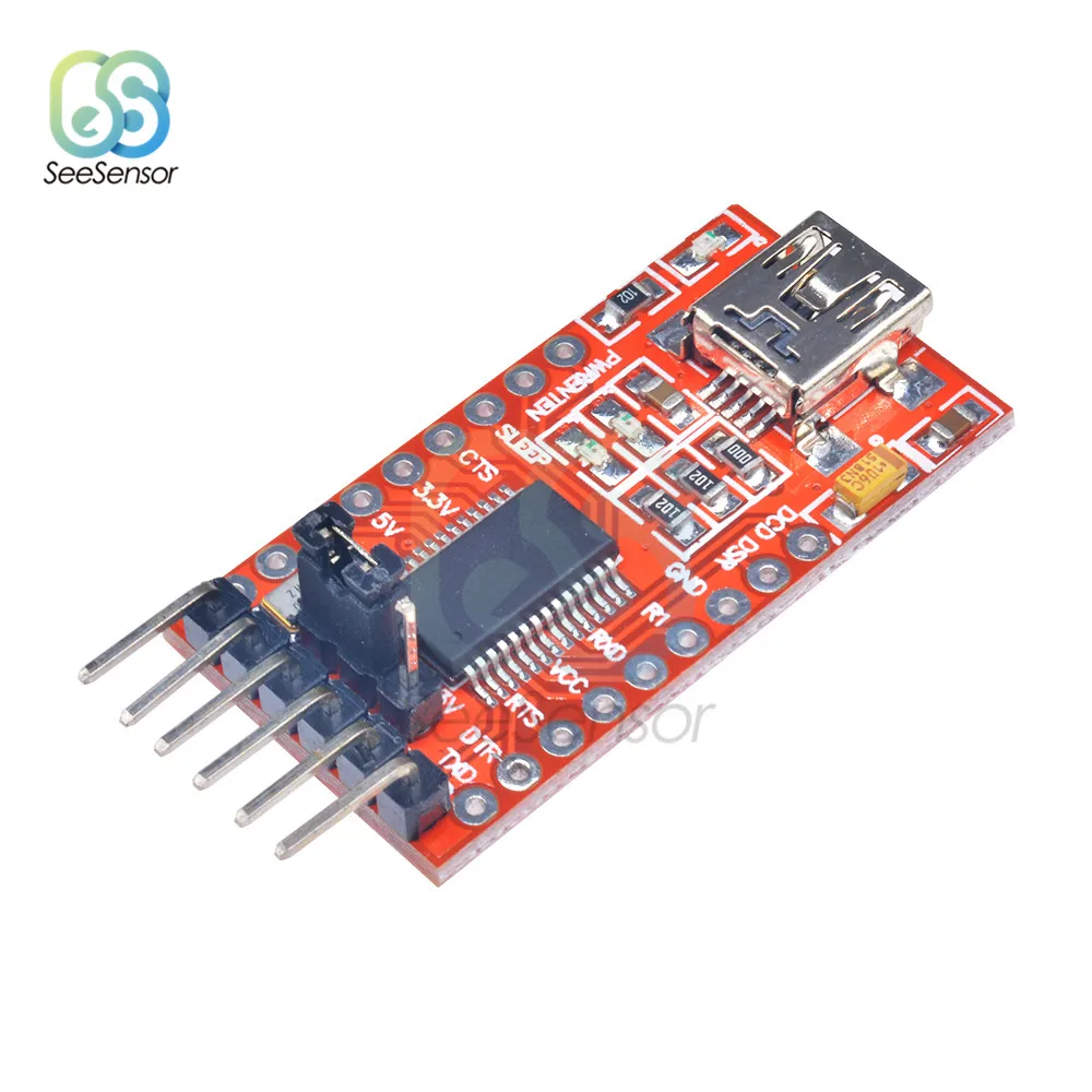 FTDI FT232RL USB к ttl последовательный IC адаптер конвертер Модуль плата Базовая коммутационная плата для Arduino мини порт трансивер - Цвет: Red