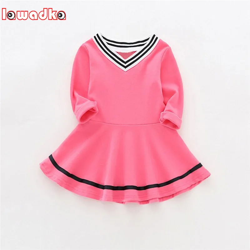 Детское Хлопковое платье с длинным рукавом V образным вырезом|baby girl dress|baby dresses