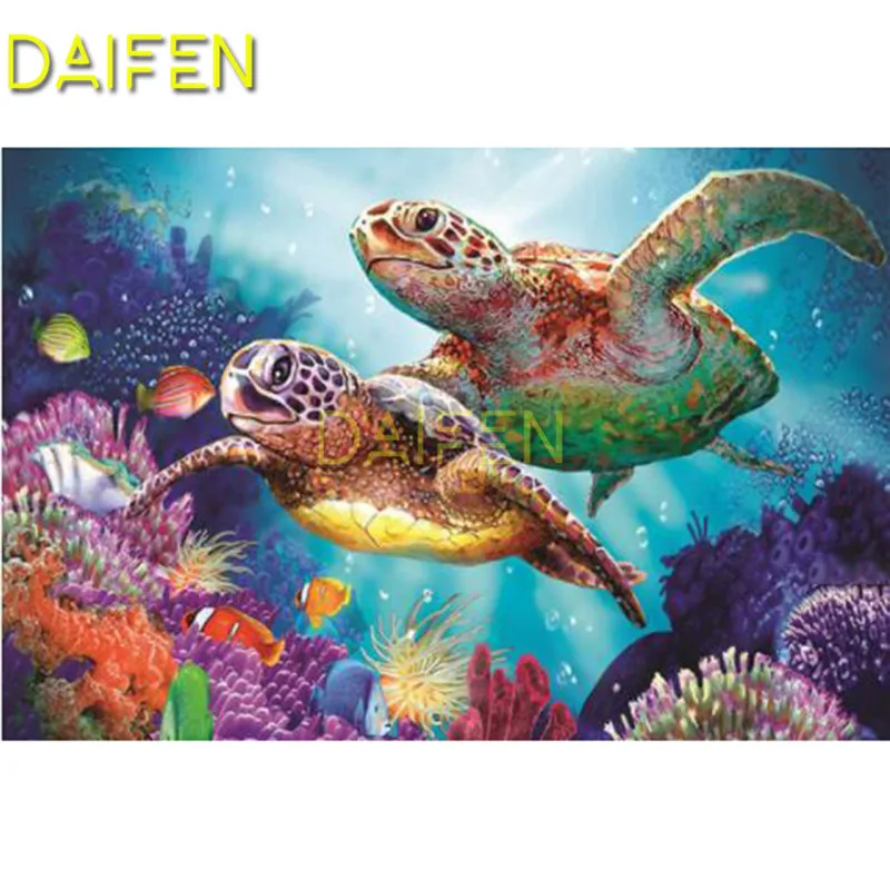 

Full Round Diamond mosaic DIY 3D Diamond painting Cross stitch Turtles Full Square Diamond embroidery Turtles and corals sea