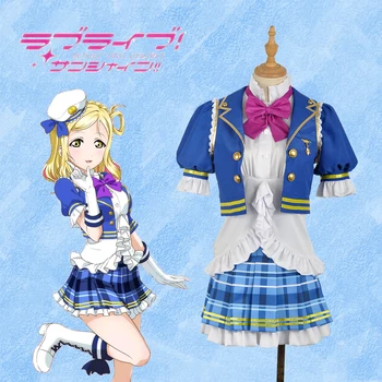 

LoveLive!SunShine!! Aqours Ohara Mari Stage Girls Blue Dress Outfit Cosplay Costume Custom Adult Women Outfit Clothing Dress