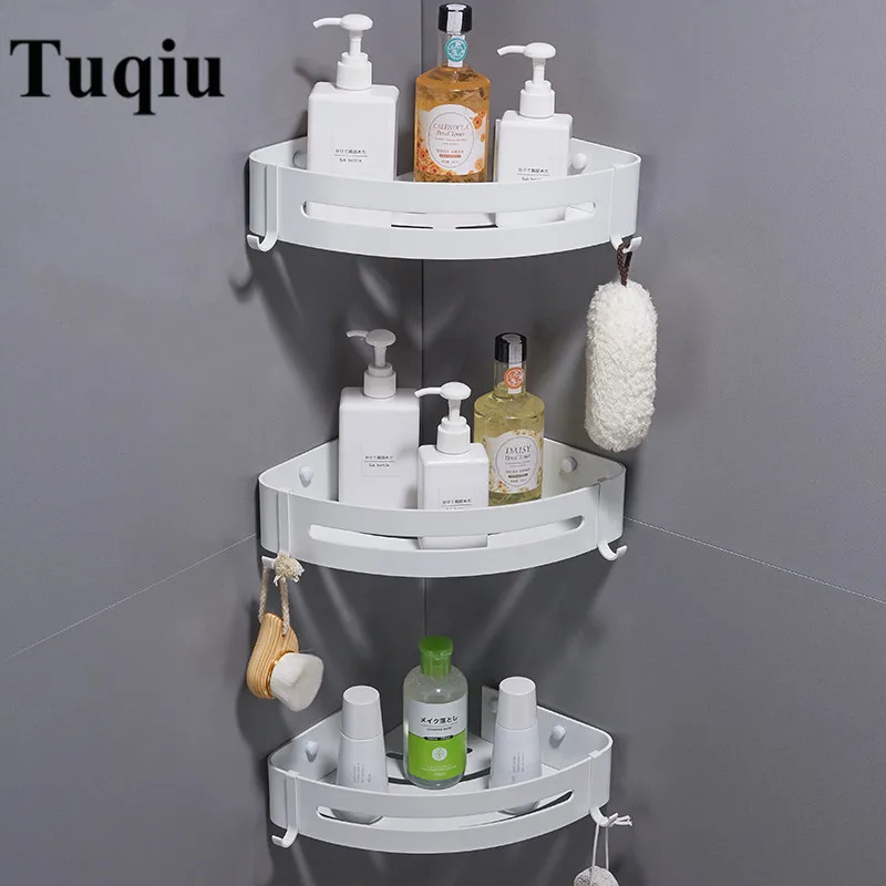 Billige Wand Montiert Weiß Aluminium Bad Seife Geschirr Bad Dusche Regal Bad Shampoo Halter Korb Halter Ecke regal