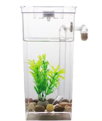 Пластиковые аквариумные мини-аквариумные украшения легко меняющиеся водные рыбки миски с светильник мини аксессуары для аквариума декорации - Цвет: cuboid