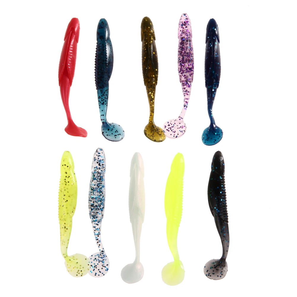 20pcs 11cm Luminous Color Sinking Soft Silicone Fishing Lure Artificial Fish Bait Swimbait Tackle Hook 11cm