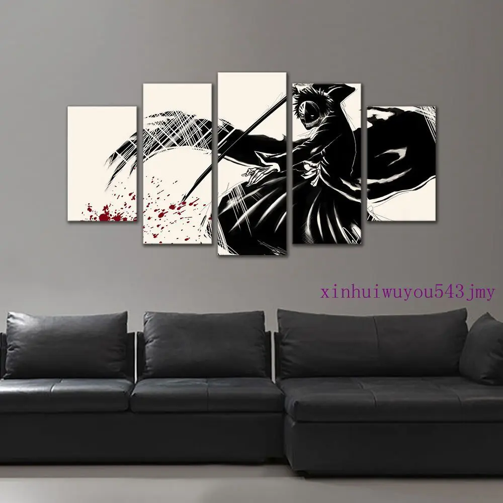 

Anime Large Framed BLEACH Kurosaki Ichigo Decor canvas decoration 5 pieces