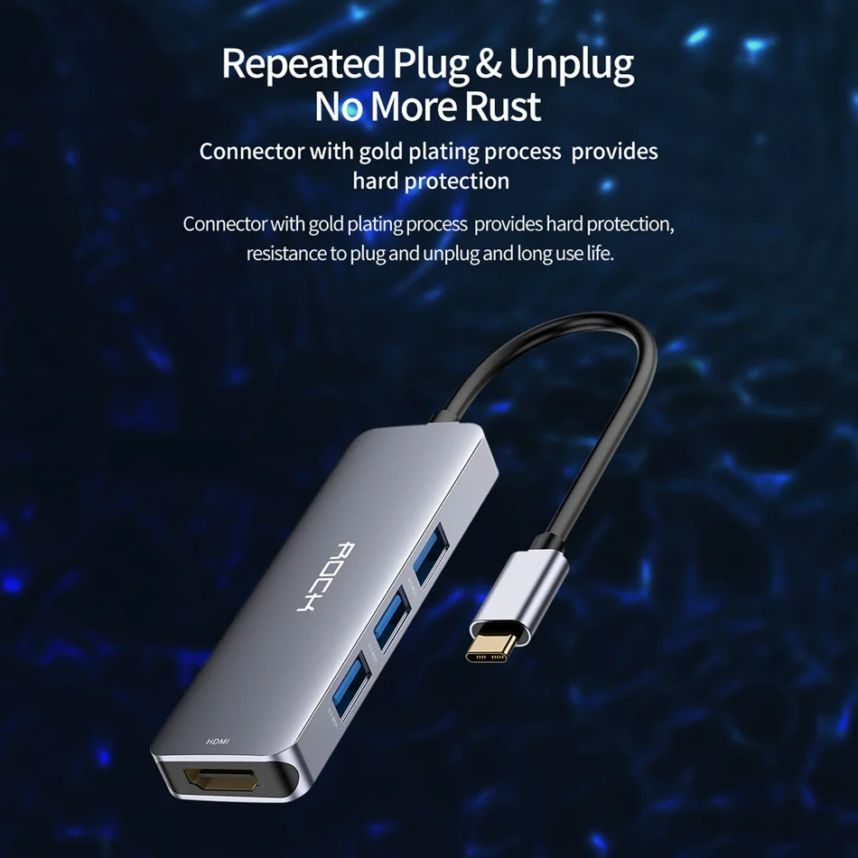 ROCK usb type C концентратор стыковочный кабель для samsung S10 S9 USB-C к HDMI док-станция адаптер питания кабеля для huawei P30 MacBook Pro ноутбуки