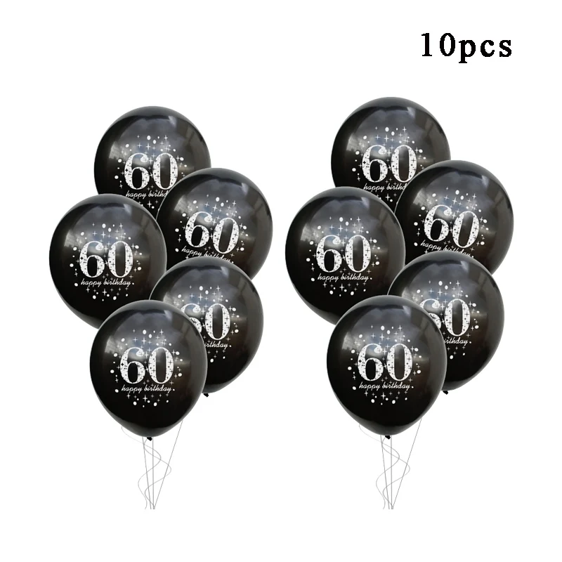 10pcs 60 black С днем рождения 30 40 50 60 юбилей украшения для дня рождения взрослых латексные шары с цифрами гелиевые шары 30-ая Свадебная вечеринка Сувениры - Цвет: 10pcs 60 black