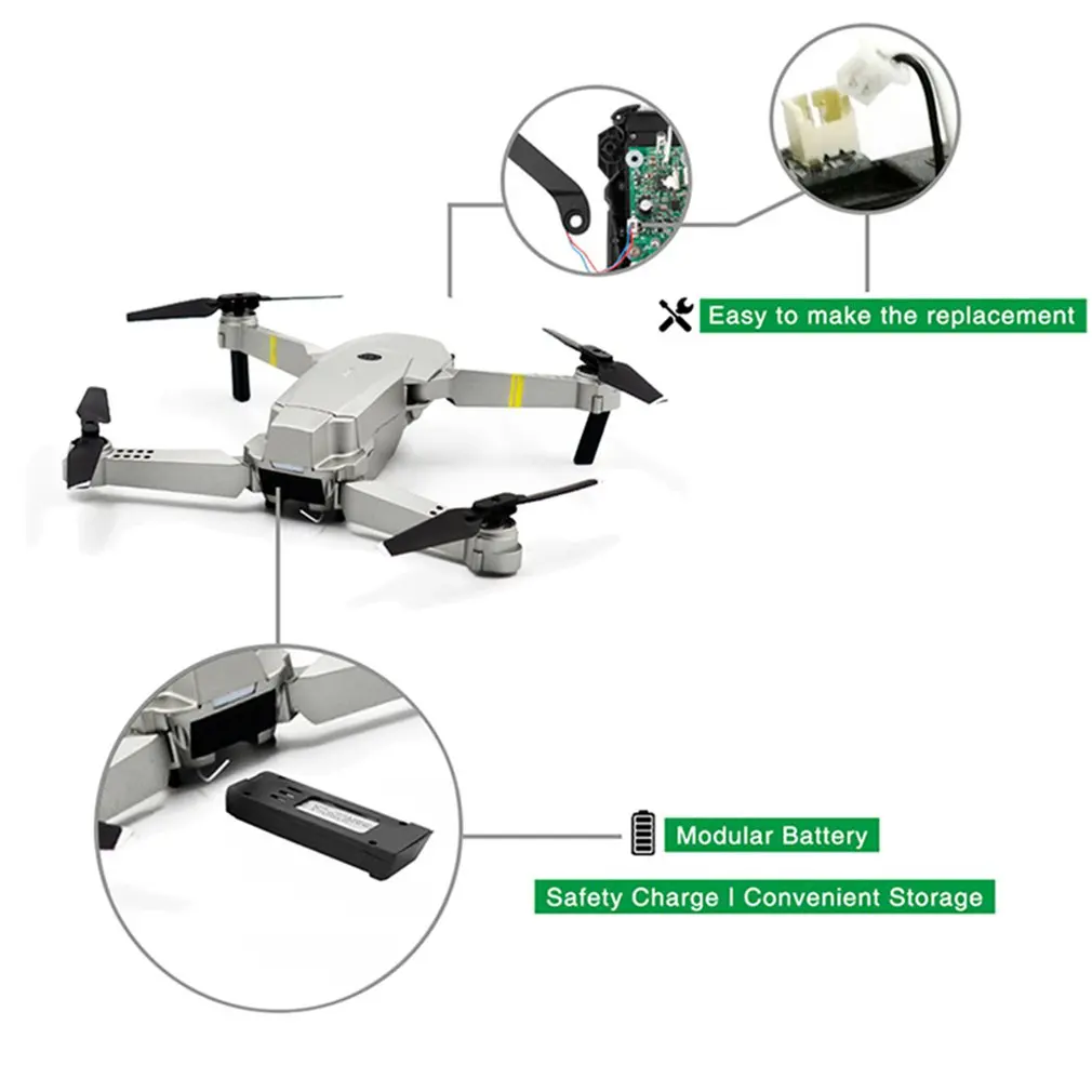Складной Радиоуправляемый Дрон Квадрокоптер летательный аппарат БПЛА с 1080P Wi-Fi FPV камерой удержание высоты 360 'режим без головы