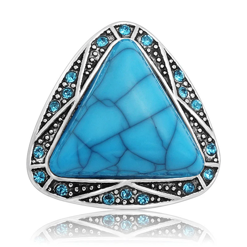 

New Blue Blue turquoises triangle 20mm snap buttons fit DIY 18MM snap buttons snap jewelry KZ1233 wholesale
