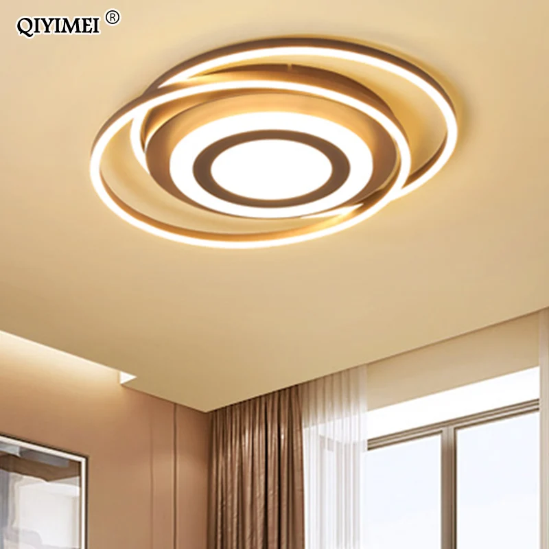 

Coffee Round LED Ceiling Lights For Bedroom Home Modern Lamp Fixtures Lustre Plafonnier Dimmable Remote Control Lighting