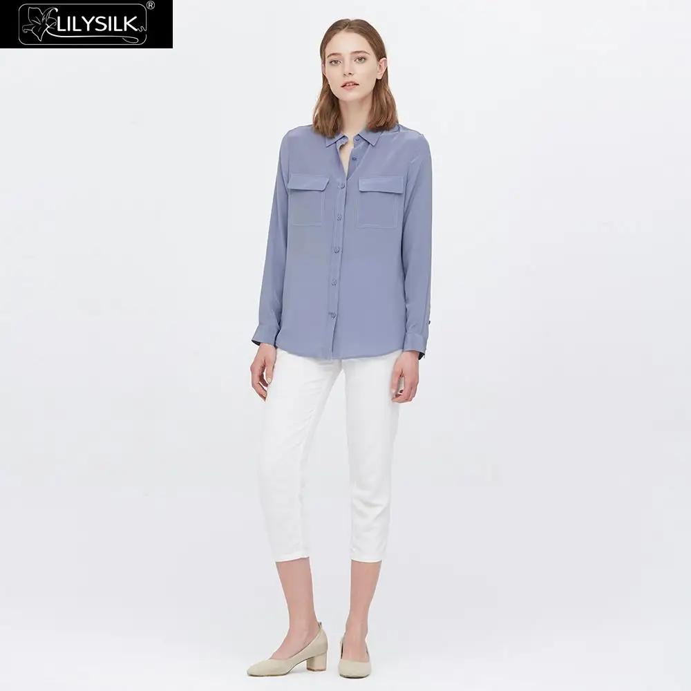 Женская Классическая рубашка LilySilk 100 бесплатная доставка|Блузки| |