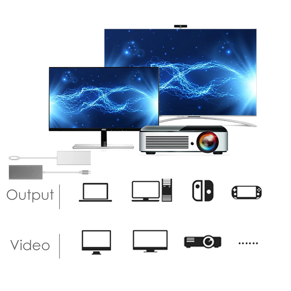 7 в 1 USB C до 4 K HDMI+ USB 3,0+ SD/TF кардридер+ зарядка PD адаптер Thunderbolt Для VGA кабель huawei MateBook