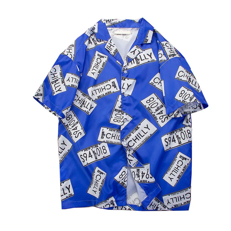 Мужская рубашка в стиле хип-хоп с отложным воротником, Ретро стиль, 3 цвета