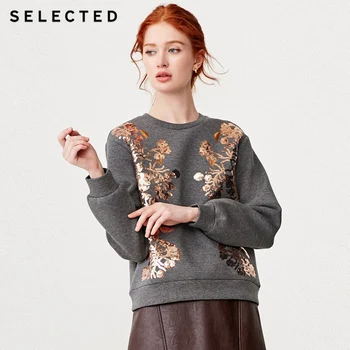 

SELECTED Women's Cotton-blend Paillette Loose Fit Round Neckline Knitted Sweatshirt S|41914D517