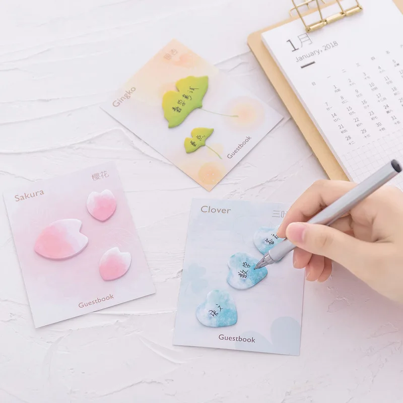 1pc Aesthetic Sakura Sticky Notes Creative Shapped Memo Pads Kawaii