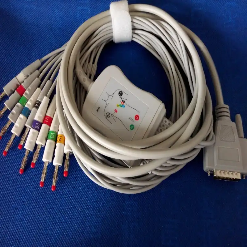 Совместим с Nihon Kohden ECG-1250, ECG-1350 кабель для ЭКГ с leadwires 10 leadwires медицинский кабель ЭКГ 4,0 банановый Конец AHA, TPU - изображение