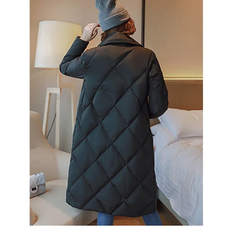 HIJKLNL 2017 New Long Down Jacket Women Down Coat Winter Parkas Women Duck Down Jackets Turn Down Collar Abrigos Mujer HB292