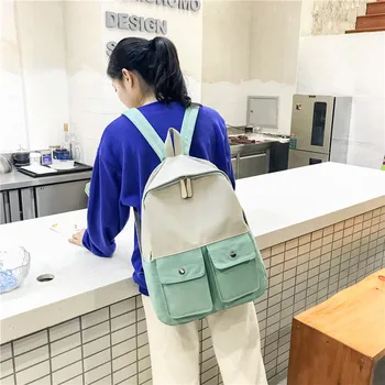 

New Canvas School Backpack Softback Solid Bag Fashion Soft Handle mochilas mujer Escolar rucksack School Bag for girls