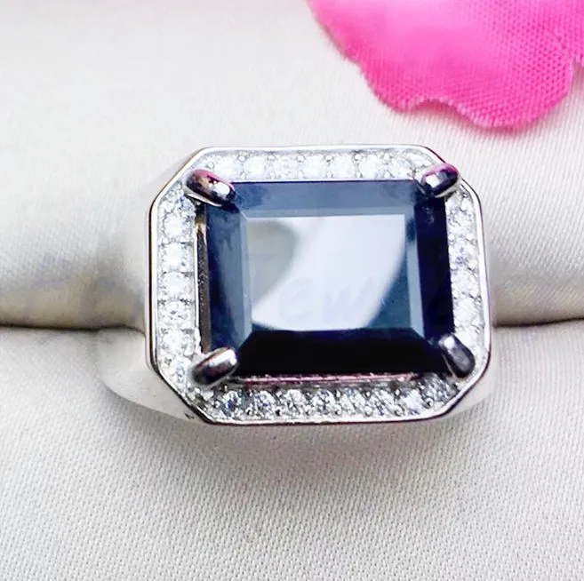 

Men rings Sapphire ring Free shipping Natural real sapphire 925 sterling silver Fine jewelry 4ct gemstone #SB18091303