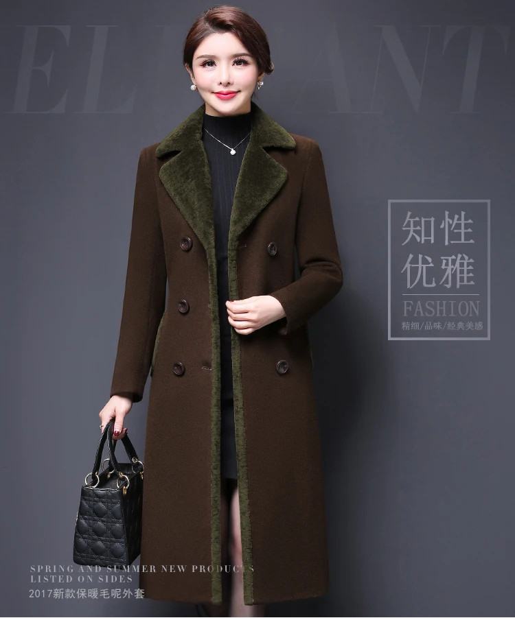 Middle Aged Women Winter Long Wool Coats And Jackets For Female 2018 Elegant Overcoats Wool Outwear Jacket Button Pocket AS071 (27)