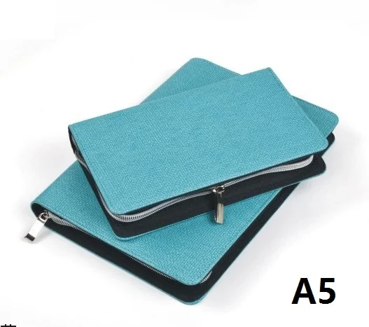A5 A6 спираль вкладыш многоразового журнал для путешествий, мини Сумка для документов файл папка с отделениями краткий чехол с застежкой-молнией калькулятор - Цвет: Blue A5