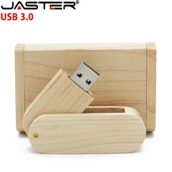

JASTER USB 3.0 The New wood usb with gift box Flash Drive Flip Type Wooden Box+Wooden chip Pendrive Memory Stick LOGO customized