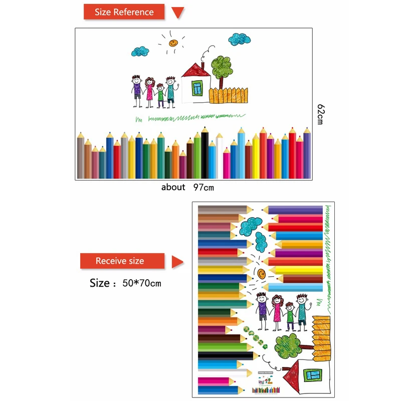 Цветные карандаши Плинтус стикер водонепроницаемый для детей Детская комната классных комнат съемные настенные наклейки украшение дома